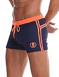 Arcweg Badehose Herren Eng Kurz Badeshorts mit Tunnelzug Schwimmhose Wassersport Kurze Hose UV Schutz Jungen Schwimmwear Schulschwimmen (Orange, L)