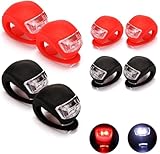 8 Stück Fahrradlicht LINISME Kinderwagen licht Silikon mit Batterie und 3 Leuchtfunktionen, Mehrzweck Wasserdichtes LED Warnlicht Roller Licht Led Rucksack Licht (Rote & Weiße Lichter)