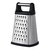 YC Kitchen Käsereibe, 4-seitige Reibe aus Edelstahl, Gemüsehobel, Reibe für Käse Gemüse, Praktische Vierkantreibe & Küchenreibe, Schwarz