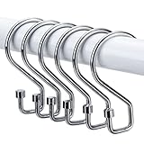 GOOWIN 12 Stück Duschvorhangringe, Metall Multifunktionale Duschvorhanghaken für Duschvorhänge und Vorhänge (Chrom)