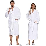 ZOLLNER Bademantel lang - hautfreundlich und super saugstark - Unisex - Baumwolle - Größe L - weiß - waschbar bis 95°C - Hotelqualität - Oeko Tex® zertifiziert