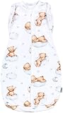 TupTam Baby Pucksack OEKO- TEX zertifizierte Materialien Swaddle Bag Wattiert Babyschlafsack 2.5 TOG unisex, Farbe: Unwattiert 0.5 TOG/Bärchen auf Wolken Weiß Beige, Größe: 3-6 Monate