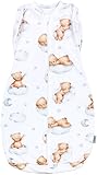 TupTam Baby Pucksack OEKO- TEX zertifizierte Materialien Swaddle Bag Wattiert Babyschlafsack 2.5 TOG unisex, Farbe: Unwattiert 0.5 TOG/Bärchen auf Wolken Weiß Beige, Größe: 3-6 Monate