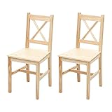 Mendler 2er-Set Esszimmerstuhl HWC-F77, Lehnstuhl Küchenstuhl Stuhl, Massiv-Holz Landhaus - Kiefer lasiert