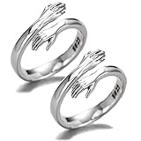 2 STÜCK Ringe Verstellbare Umarmungsringe für Paare aus 925 Sterling, Silber Offenen Ring für Dame, Freunde, Valentinstagsgeschenk Geburtstagsgeschenk