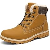 Mishansha Winterschuhe Herren Gefüttert Winterstiefel Damen Outdoor Wanderschuhe Warm rutschfest Schneestiefel Hellbraun 41 EU