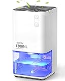 Luftentfeuchter Elektrischer,Heelay 1200ml Entfeuchter Klein Leise Tragbarer Mini Raumentfeuchter Automatischer Gegen Feuchtigkeit Dehumidifier für Büro/Schlafzimmer/Badezimme Farbige Nachtlicht