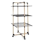 Meisterhome® Extra großer und Stabiler Wäscheständer Turm mit Rollen - Wäscheturm - Turmwäscheständer - Standtrockner - Schwarz - für drinnen und draußen - 30m Trockenleinenlänge