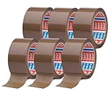 tesa pack 64014 im 6er Pack - Geräuscharmes Paketklebeband zum Verpacken von Paketen und Versandschachteln - braun - 6 Rollen je 66 m