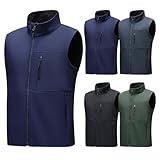 Softshell-Weste für Herren – ärmellose Jacke für Herren, leichte Softshell-Weste, Oberbekleidung, Weste, ärmellose Jacke für Radfahren, Laufen, Activewear Westen mit Reißverschlusstaschen, lässige