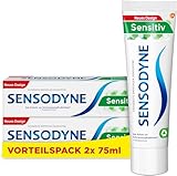 Sensodyne Sensitiv Fluorid Zahncreme, 2x75ml, tägliche Zahnpasta, bei schmerzempfindlichen Zähnen