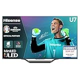 Hisense 65U7NQ 164cm (65 Zoll) Fernseher, 4K Mini LED ULED HDR Smart TV, Quantum Dot, 120Hz/ 144Hz VRR, HDMI 2.1, Game Mode Pro, Dolby Vision IQ & Atmos, Bluetooth, Alexa Built-in, Anthrazit, [2024]