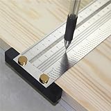 QeeHeng Ultra Precision Marking T Lineal Verdicktes T Quadrat, hochwertige Tischlerlehre Scribing Line Imperial Lineal für Messwerkzeug mit mechanischem Bleistift Set (8 In)