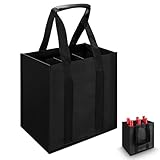 Mexgcom Flaschentasche 6 Fächer, Flaschentasche für 1,5 Liter Flaschen, Flaschenträger mit Klettband, Wiederverwendbar Männerhandtasche Getränketasche für Wasserflaschen, Wein, Schwarz (27*18*27CM)