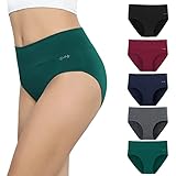 anqier Unterhosen Damen, 5er Pack Stretch Baumwolle Hohe Taille Slips Damen Atmungsaktiv Panties Weich Frauen Unterwäsche