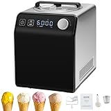 VEVOR Kompressor Eismaschine Eiscrememaschine 2 L, 180 W Frozen Joghurtbereiter Speiseeismaschine 3 Modi Joghurtmaschine Haushalt, Tragbare Eismaschine Sorbet Gelato Geräuscharm Schwarz Elektrisch