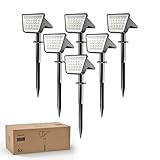 Philips 6 Stück Solarstrahler für Außen, 28 LEDs 7500K Kaltweiß Solarbetriebene Landschaftsbeleuchtung, Wasserdicht Wegeleuchten, Dusk to Dawn – für Garten, Hof, Rasen, Gehweg