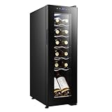 Cecotec Getränkekühlschrank - 12 Flaschen Bolero GrandSommelier 1250 CoolCrystal Compressor. Freistehend, Einstellbare Temperatur von 8-18°C, Touchpanel, LED und Holzregale