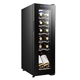 Cecotec Getränkekühlschrank - 12 Flaschen Bolero GrandSommelier 1250 CoolCrystal Compressor. Freistehend, Einstellbare Temperatur von 8-18°C, Touchpanel, LED und Holzregale