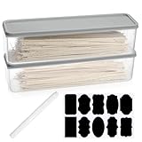 2 x Spaghetti Aufbewahrungsbox mit Deckel Küche, Schmale Pastabehälter Nudelbehälter, Stapelbar Luftdichte Vorratsdosen für Cornflakes Behälter Nudeln Müsli Spender, Kühlschrank Organizer mit Deckel