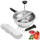 Navaris Passiergerät aus Edelstahl mit 4x Siebeinsatz - Passiermühle für Suppe Marmelade Baby Brei Saucen - 4 Stück Sieb Einsätze - Mühle Presse