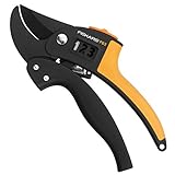 Fiskars Amboss-Gartenschere für trockene Zweige und Äste, Antihaftbeschichtet, Hochwertige Stahl-Klingen, Länge: 19 cm, Schwarz/Orange, PowerStep, P83, 1000575