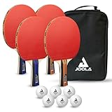 JOOLA Tischtennisset Family Advanced, 4 Tischtennisschläger + 6 Tischtennisbälle 3Star + Tragetasche, Advanced Level, 28x18x8cm