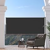 HOMEDEMO Seitenmarkise ausziehbar, 120 x 300 cm Anthrazit, Sichtschutz Sonnenschutz Markise, Windschutz Wasserdicht Seitenzugmarkise, Seitenrollo für Balkon, Terrasse, Garten