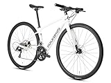 ROCKBROS RND CB1 Trekking Fahrrad Kohlenstofffaser, 20 Gang Trekkingrad Crossbike Hydraulische Scheibenbremse, für Herren Damen 700C M Weiß