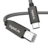 DigitalLife MIDI-USB-C auf B Kabel, 2,0m für MIDI-Controller und Keyboards - MIDI-Schnittstelle, Kompatibel mit Windows 11 / macOS Sonoma 14