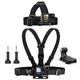 Sametop Brustgurt Halterung + Kopfhalterung Kopfgurt Chest Mount Chesty Kopfband Headstrap Kompatibel mit GoPro Hero 12 11 10 9 8 7 6 5 Session Max DJI Osmo Action Kameras