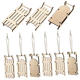 SOLUSTRE 9Stücke Teiliges Holzschlitten Unvollendetes Holzornament Für Weihnachtsdekoration DIY Bastelschlitten Für Tischdekoration Langlebig Für Zuhause