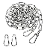 FTXanty Kette Edelstahl Stahlkette 3mm 1.5m Kettenglieder Edelstahl Ketten + 2 pcs Karabiner Gliederkette Verlängerungskette für Aufhängen Ankerkette Haengematte -Belastung 90kg