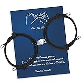 Pärchen Armband Magnet,Paar Armbänder Partner Armband,Fernbeziehung Armband Liebes Armband Für Paare,Geschenke Für Muttertag Freund,Freundin,Sein Und Sie Valentinstag Armband,Herz 2PCS Schwarz