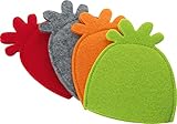 Fackelmann Eierwärmer, Eiwärmer aus Filz, Osterdeko für Frühstückseier (Farbe: Rot, Grau, Grün, Orange), Menge: 4 Stück