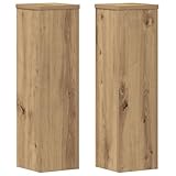 vidaXL Pflanzenständer 2 STK., Blumenständer Hohle Konstruktion, Dekosäule Podest für Pflanzen Dekoartikel, Blumenhocker Blumensäule, Artisan-Eiche Holzwerkstoff