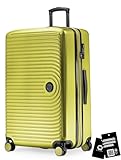 Hauptstadtkoffer Mitte - Großer Hartschalenkoffer + Digitaler Namensschild, TSA, 4 Rollen, Check-In Gepäck mit XL-Erweiterung, Reisegepäck 77cm, Koffer bis 23kg Gepäck, 130 Liter, Farn