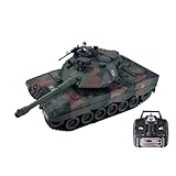 efaso Ferngesteuerter Panzer german Leopard 1:18 - Panzer ferngesteuert mit Schussfunktion, drehbarer Turm, Sound&Licht - Panzer Modell/RC Panzer Camouflage (German Leopard - mit Zusatz Akku)