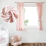 Alcube® Vorhang Kinderzimmer 2er-Set ROSA - Vorhänge Kurz 100x150 cm aus Baumwolle (Öko-Tex) mit niedlicher Schleife
