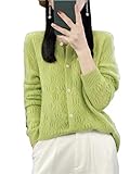 Damen Ganzjahres-Cardigan Wollpullover Rundhals Hohl Langarm Strickoberteil Pullover, Apple En8, S