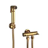 GZKDKZB Hand Bidet Sprayer für Toilette Kaltes Wasser Gold Toilette Bidet Spray Set Duschkopf und Schlauch Set Multifunktions-Spritzpistole Gold Vier