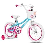 STITCH 14 Zoll Kinderfahrrad für 3-5 Jahre Mädchen, 14 Zoll Kinderfahrrad mit Stützrädern & Körben, Mädchenfahrrad für 3-5 Jahre, blau…