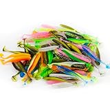 Limpac 100 Stück Gummifisch LieblingsköDer PVC Zander Gummiköder Topwater Angelköder Gummifische Set Raubfischköder Artificial Bait Gummifische Angeln Wobbler Gummi(Mit 1 transparenten Kunststoffbox)