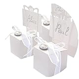 EinsSein 12x Kartonage Stuhl Weiss Gastgeschenke Hochzeit Hochzeitsmandeln Verpackung Box Tischdeko Kartonagen Schachteln Taufe Geschenkboxen Süßigkeiten Taufmandeln Tischkarten Bonboniere Wedding