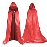 Aomig Kind Umhang Sensenmann Vampir Umhang Mittelalter Umhang mit Kapuze für Kinder Unisex Scream Junge Mädchen Cape Halloween Costume Maskerade Familienfeier Karnevalkostüm Cosplay Party (Rot-100cm)