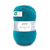 Gründl Wolle Big Mamma uni - XXL Wolle zum Stricken - Strickgarn - Weich und hautfreundlich - 100 % Polyacryl - 1 Knäuel 400 g / 1040 m - Nadelstärke 3,5- 4,5 - petrol