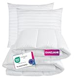 wometo Bettenset 155x220 4 teilig oekoTex - 2X Bettdecke 155x220 Set mit 2X Kissen 80x80 (Kopfkissen) - Ganzjahres Bettdecken/Steppdecken