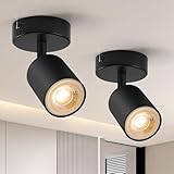 wowatt 2er Deckenstrahler 1 Flammig Schwarz, LED Deckenleuchte Schwenkbar GU10, Deckenlampe Wandstrahler Drehbar, Spotlight Lampe Deckenspots für Küche, Schlafzimmer, Wohnzimmer (Ohne Leuchtmittel)