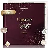 Lebenskompass® Gästebuch Hochzeit 'AMOUR' Hochzeitsbuch mit interaktiven Seiten zum ausfüllen & inklusive Sticker - Stabiles Hardcover mit Goldveredelung