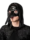 Pest-Arzt-Maske für Erwachsene, mittelalterliches Kostüm, Vogelähnliches Schnabelmaske, für Halloween, Karneval und Themenpartys, Einheitsgröße (schwarz)